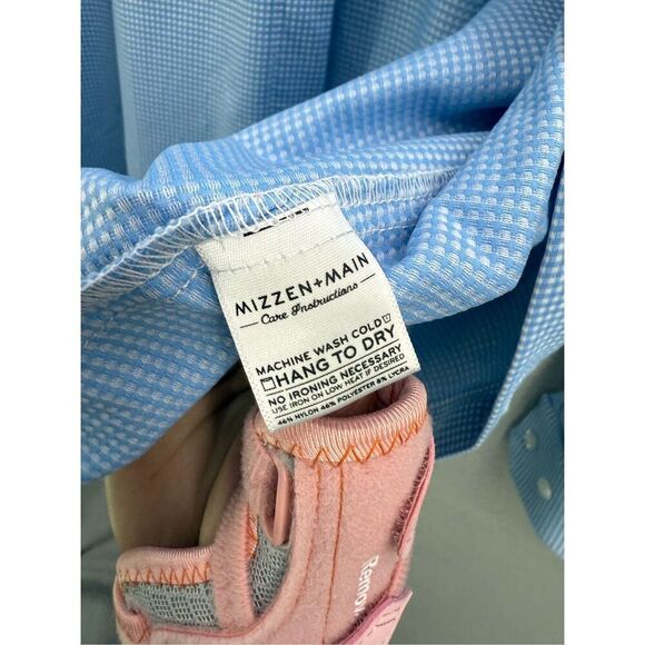 Mizzen + Main Mens Blue White Jacquard Micro Gingham Button-up Shirt Large - Picture 5 of 9